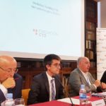 Francesc Xavier Roigé, Francesc Solé Parellada, Josep Pallarès y Martí Parellada en la mesa de inauguración